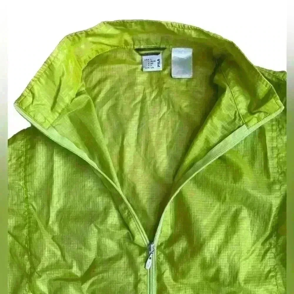 Fila Windbreaker Lightweight Men’s Jacket Full Zip Lime Green Activewear L - Picture 4 of 11